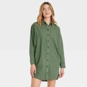 Universal Threads Green Button Down Shirt Dress XL